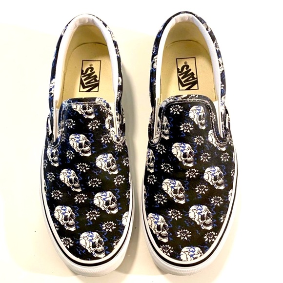 Men’s | Vans | Flash Skulls Classic Slip-On | Black/White/Blue | 11 - Picture 5 of 9